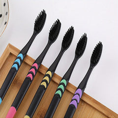 Bamboo Charcoal Soft Toothbrushes for Sensitive Gums - Set of 10