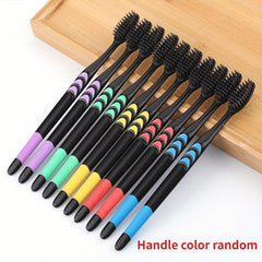 Bamboo Charcoal Soft Toothbrushes for Sensitive Gums - Set of 10