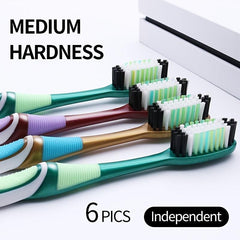 6pcs Medium Hair Toothbrush Family Pack Home Use