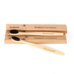 4pcs Bamboo Charcoal Toothbrushes Soft Bristles Manual Wooden Hand