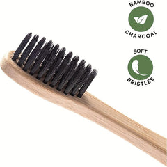 4pcs Bamboo Charcoal Toothbrushes Soft Bristles Manual Wooden Hand