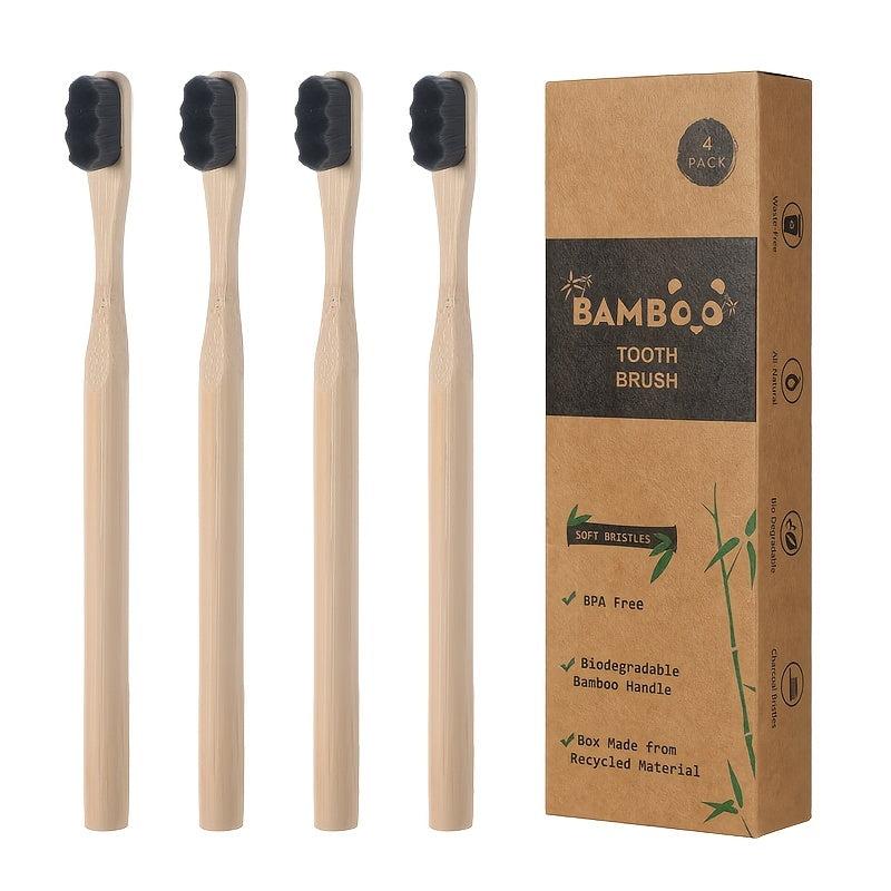 4pcs Bamboo Toothbrush Soft Toothbrush Manual Toothbrush