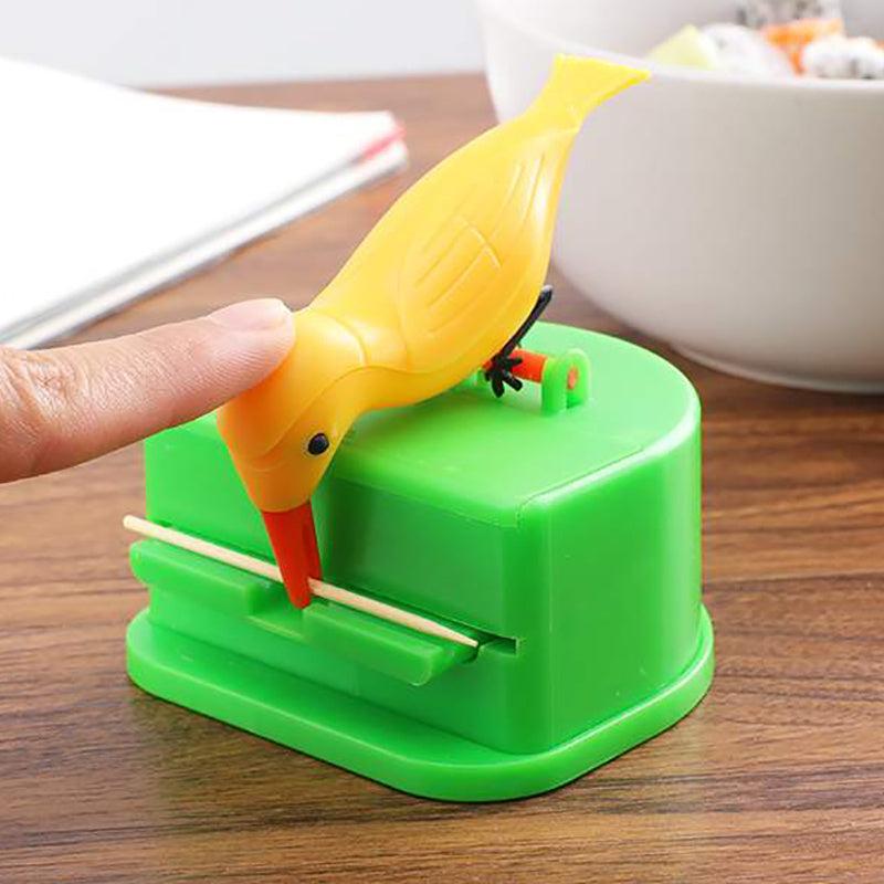 Toothpick Dispenser Bird Push Automatic Holder Box Kitchen Decoration