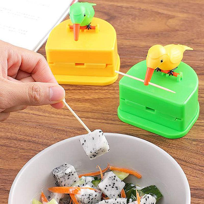 Toothpick Dispenser Bird Push Automatic Holder Box Kitchen Decoration