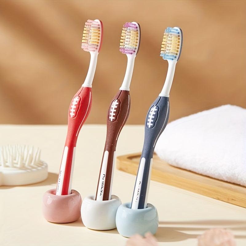 3 Pack Hard Bristle Toothbrushes for Sensitive Teeth & Gums