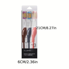 3 Pack Hard Bristle Toothbrushes for Sensitive Teeth & Gums