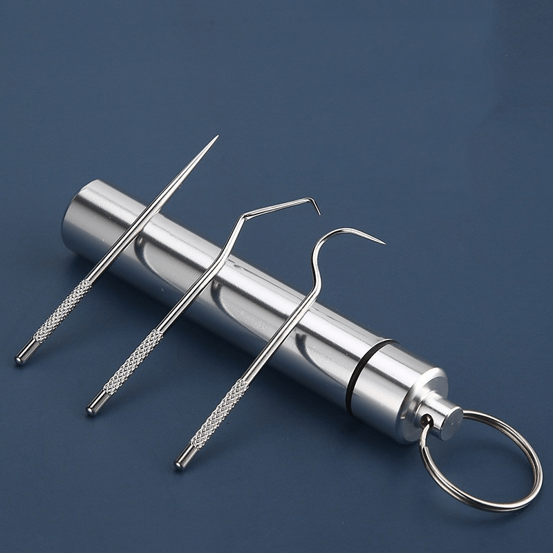 7pcs Stainless Steel Oral Cleaning Toothpick Floss Set with Storage Tube