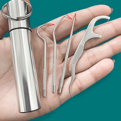 7pcs Stainless Steel Oral Cleaning Toothpick Floss Set with Storage Tube