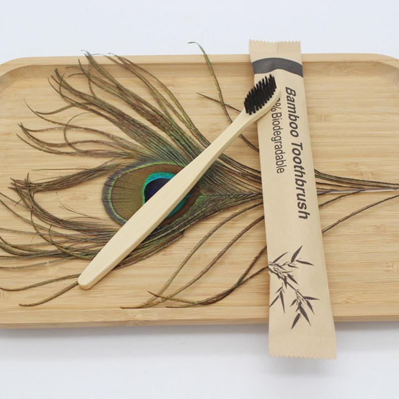 10pcs Biodegradable Wooden Toothbrushes Soft Bristles Oral Care