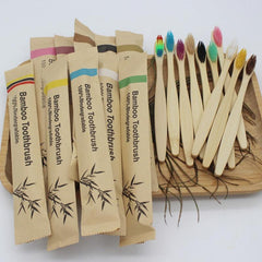 10pcs Biodegradable Wooden Toothbrushes Soft Bristles Oral Care