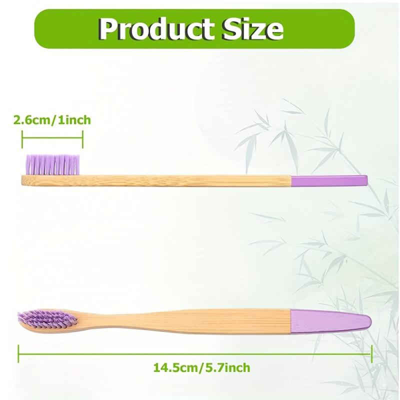 10-Pack Colorful Soft Bristle Bamboo Toothbrushes