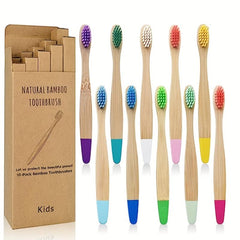 10-Pack Colorful Soft Bristle Bamboo Toothbrushes
