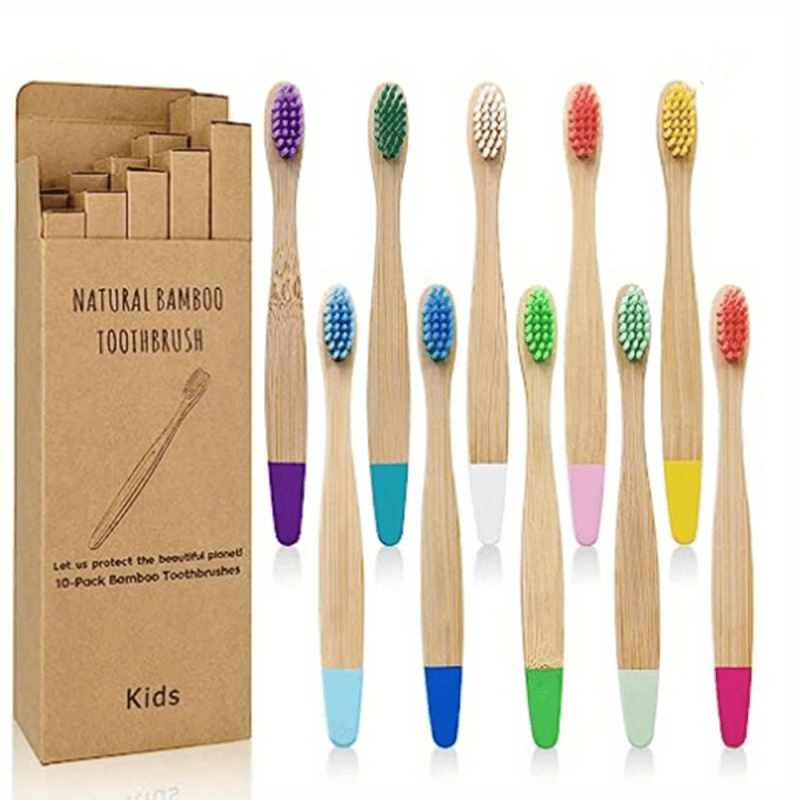 10-Pack Colorful Soft Bristle Bamboo Toothbrushes