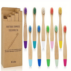 10-Pack Colorful Soft Bristle Bamboo Toothbrushes