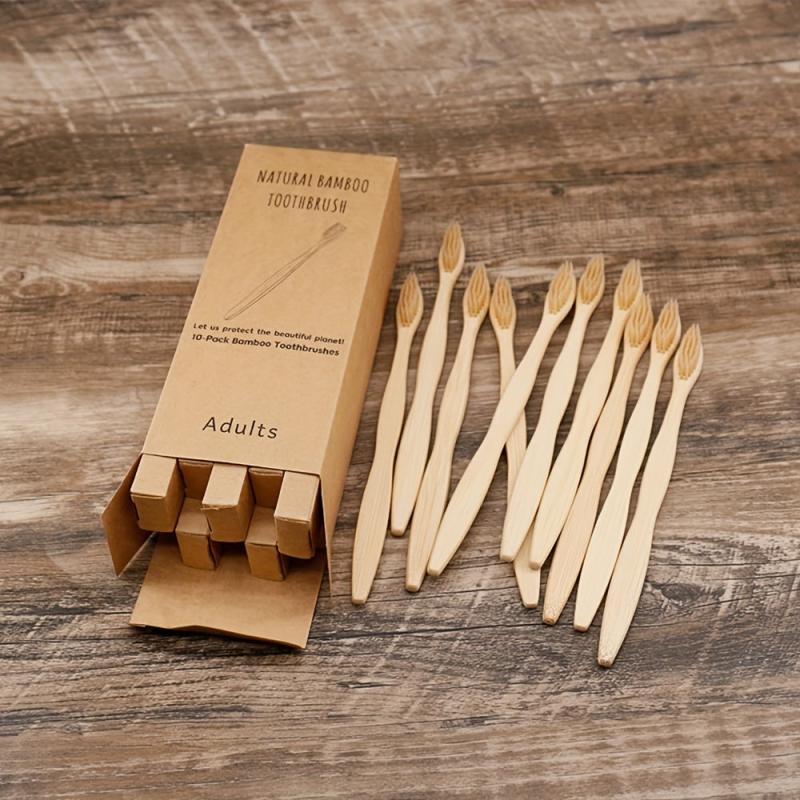10pcs Bamboo Toothbrushes BPA Soft Bristles Oral Care