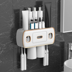 Automatic Toothpaste Dispenser & Brush Holder With Squeezer Device