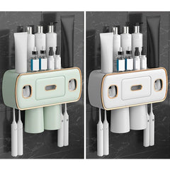 Automatic Toothpaste Dispenser & Brush Holder With Squeezer Device