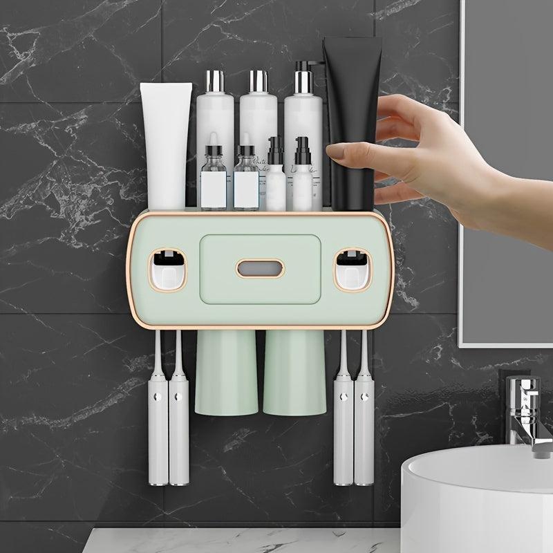 Automatic Toothpaste Dispenser & Brush Holder With Squeezer Device