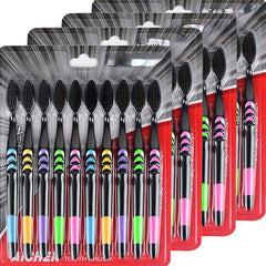10pcs Bamboo Charcoal Soft Hair Toothbrushes for Adults