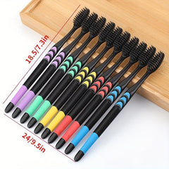 10pcs Bamboo Charcoal Soft Hair Toothbrushes for Adults