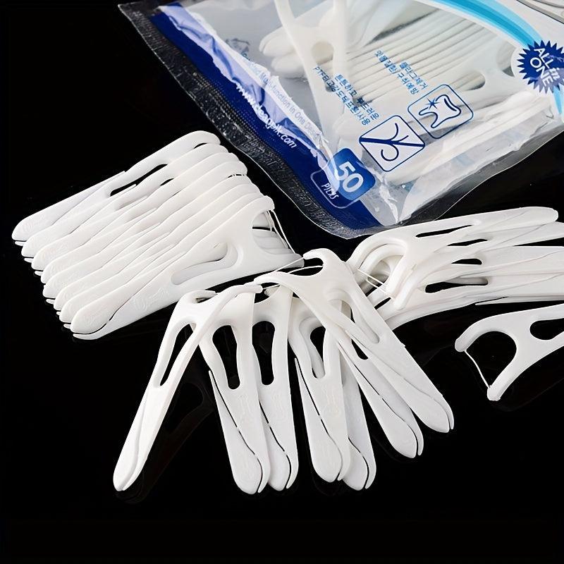 50pcs Y-Shaped Floss Stick Dental Hygiene Brush Tooth Cleaning Tool
