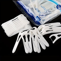 50pcs Y-Shaped Floss Stick Dental Hygiene Brush Tooth Cleaning Tool