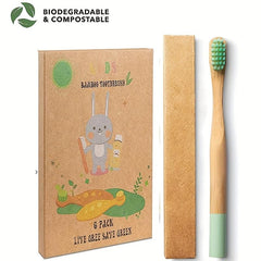6pcs Bamboo Toothbrushes Soft Bristle Eco Friendly Natural Wooden Toothbrushes