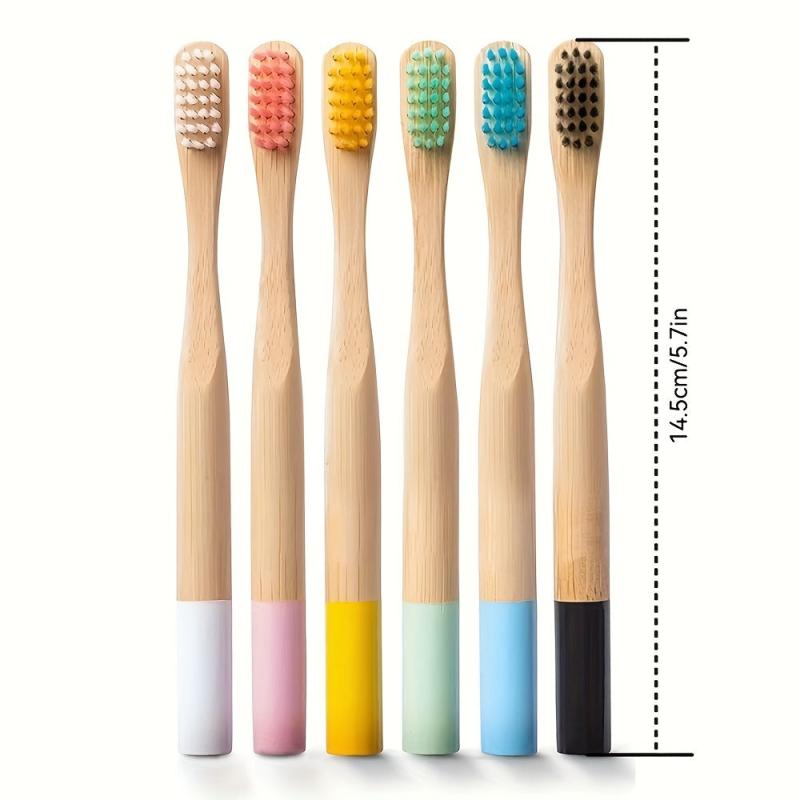 6pcs Bamboo Toothbrushes Soft Bristle Eco Friendly Natural Wooden Toothbrushes