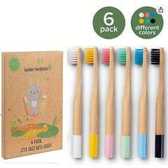 6pcs Bamboo Toothbrushes Soft Bristle Eco Friendly Natural Wooden Toothbrushes