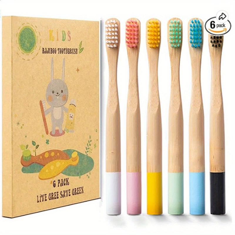 6pcs Bamboo Toothbrushes Soft Bristle Eco Friendly Natural Wooden Toothbrushes