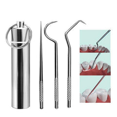 4pcs Stainless Steel Toothpick Set with Keychain Box