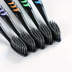 10pcs Bamboo Charcoal Soft Manual Toothbrushes for Adults Oral Care