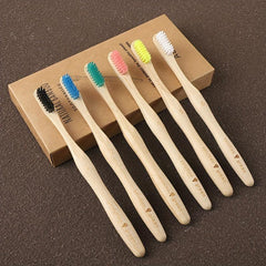 6pcs Biodegradable Bamboo Toothbrush Eco-Friendly Wooden Handle