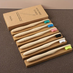 6pcs Biodegradable Bamboo Toothbrush Eco-Friendly Wooden Handle