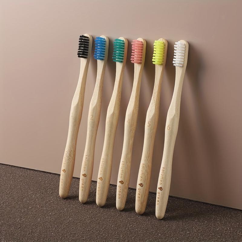 6pcs Biodegradable Bamboo Toothbrush Eco-Friendly Wooden Handle