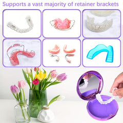 Denture Case Retainer With Mirror Mouth Guard Waterproof Storage Container