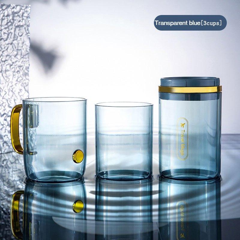 Family Travel Mug Set with Toothbrushes and Mouthwash Cups
