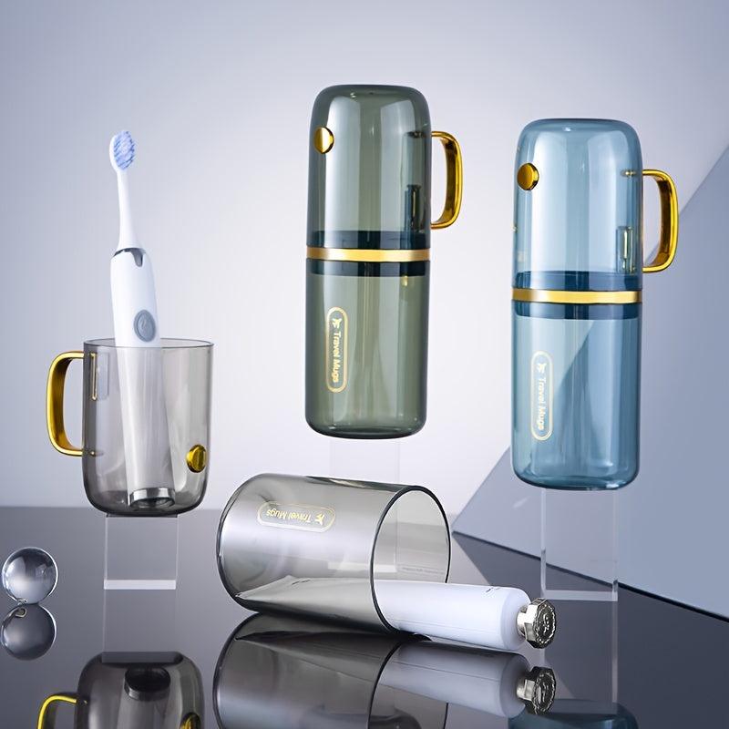 Family Travel Mug Set with Toothbrushes and Mouthwash Cups
