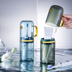 Family Travel Mug Set with Toothbrushes and Mouthwash Cups