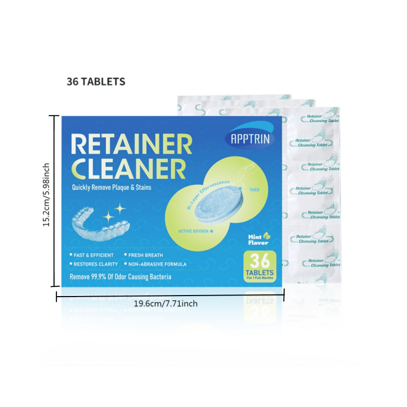 96 Retainer Cleaner Tablets Mint Flavor Removes Stain Plaque Odor