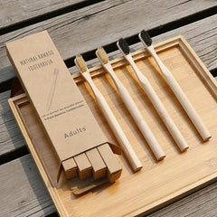 4pcs Bamboo Toothbrushes Extra Soft Bristles For Oral Care