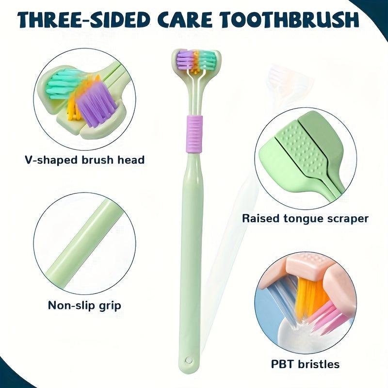 Soft 3D PBT Toothbrush for Adults with Tongue Scraper