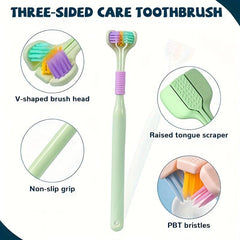 Soft 3D PBT Toothbrush for Adults with Tongue Scraper