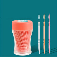 Plastic Toothpicks Bottle 200 2-Head Toothbrush Fish Bone Pick
