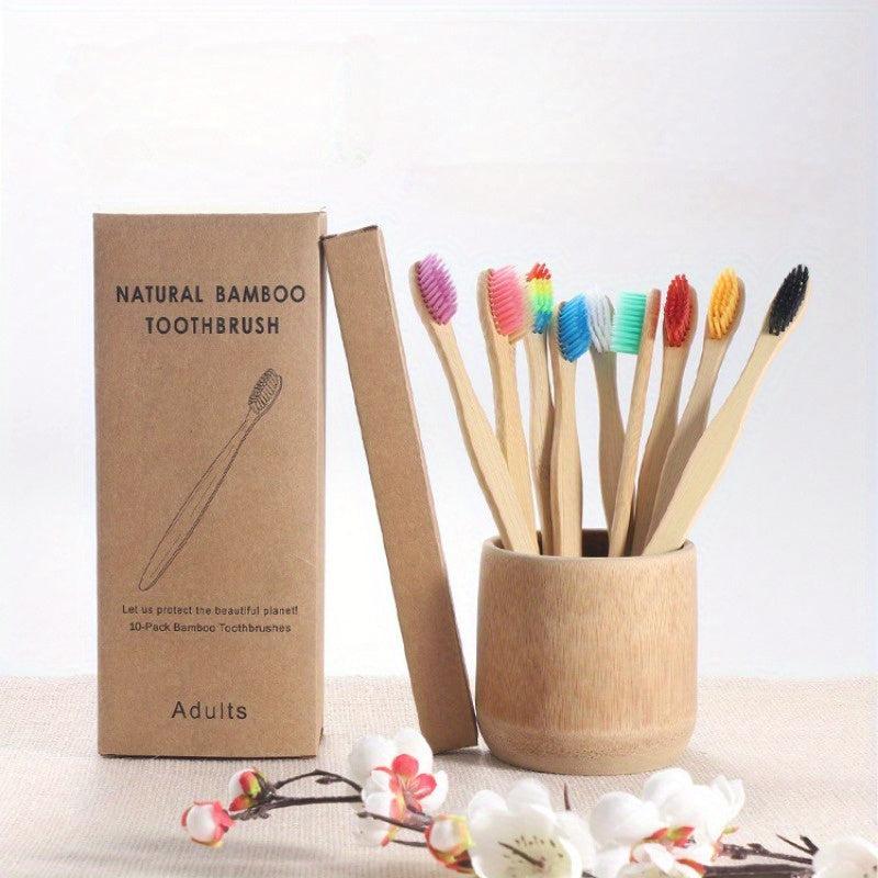 10pcs Bamboo Toothbrushes Soft Bristles Oral Care Home Daily Life