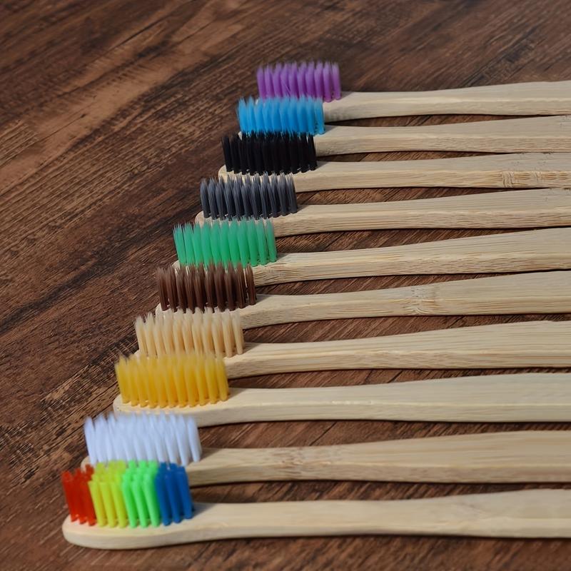 10pcs Bamboo Biodegradable Toothbrush Soft Bristles Wooden Handle Eco Friendly