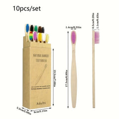 10pcs Bamboo Biodegradable Toothbrush Soft Bristles Wooden Handle Eco Friendly