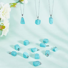 10pcs Turquoise Quartz Pendant w/ Stainless Steel Ring Crystal Chakra Jewelry