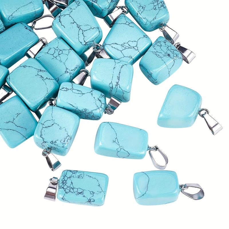 10pcs Turquoise Quartz Pendant w/ Stainless Steel Ring Crystal Chakra Jewelry