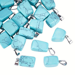 10pcs Turquoise Quartz Pendant w/ Stainless Steel Ring Crystal Chakra Jewelry